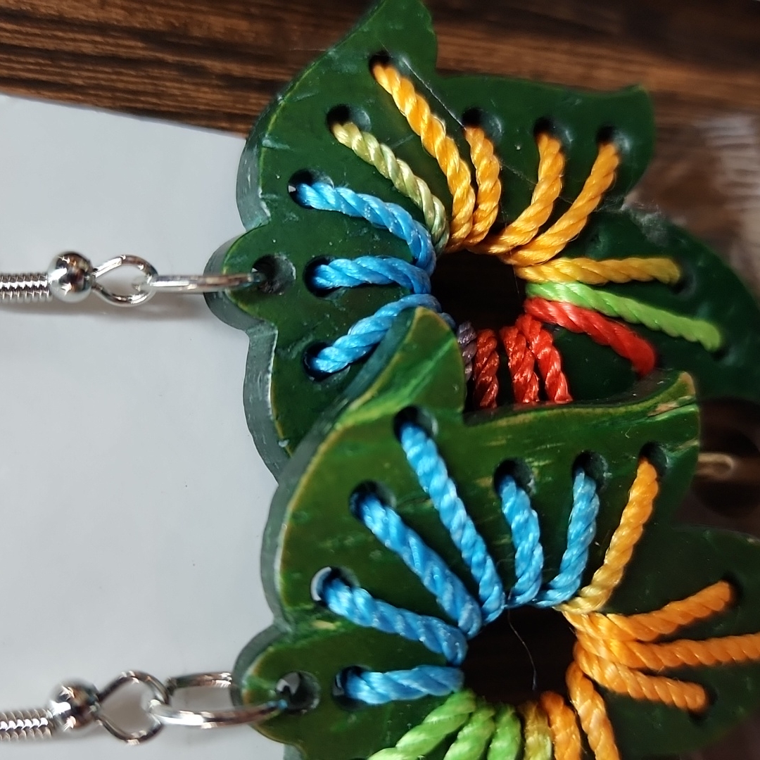 Green Wood Earrings